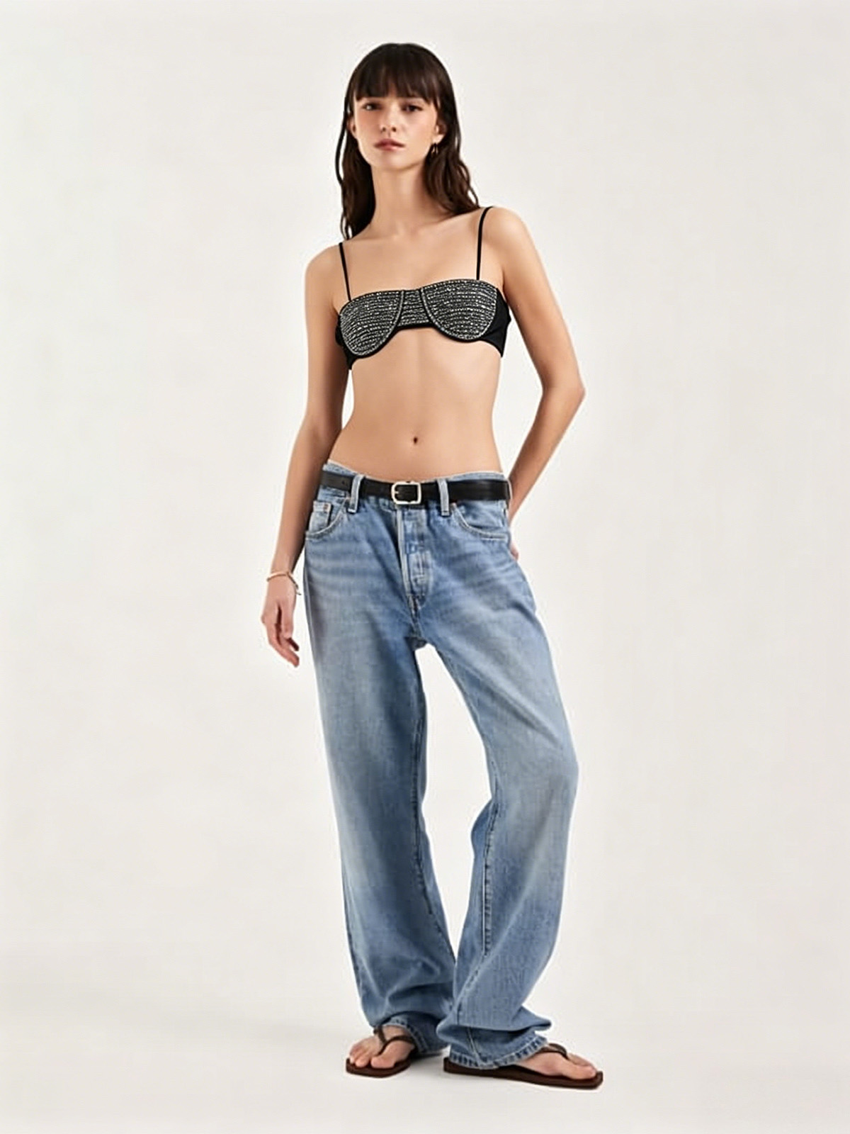 Rowan Rhinestone Bra - Black