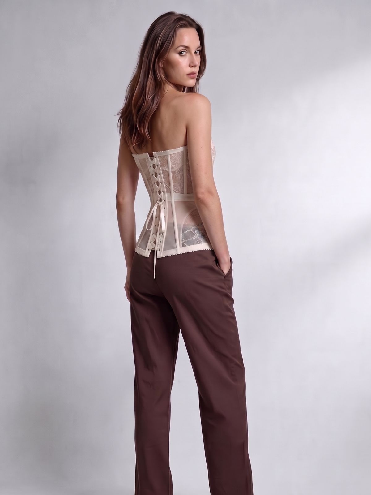 Sadie Embroidery Corset - Beige