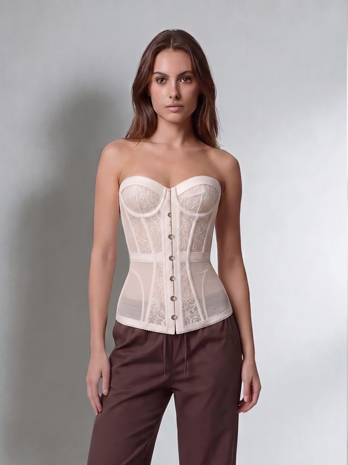 Sadie Embroidery Corset - Beige
