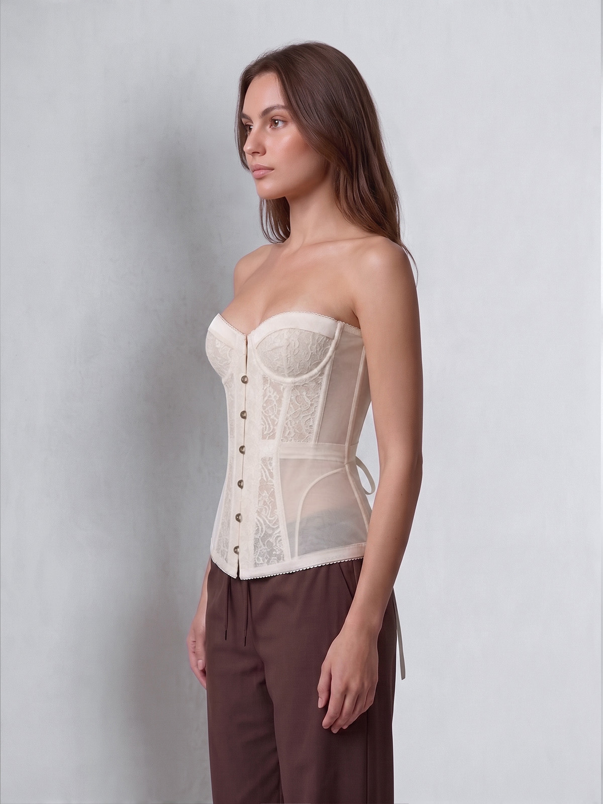 Sadie Embroidery Corset - Beige