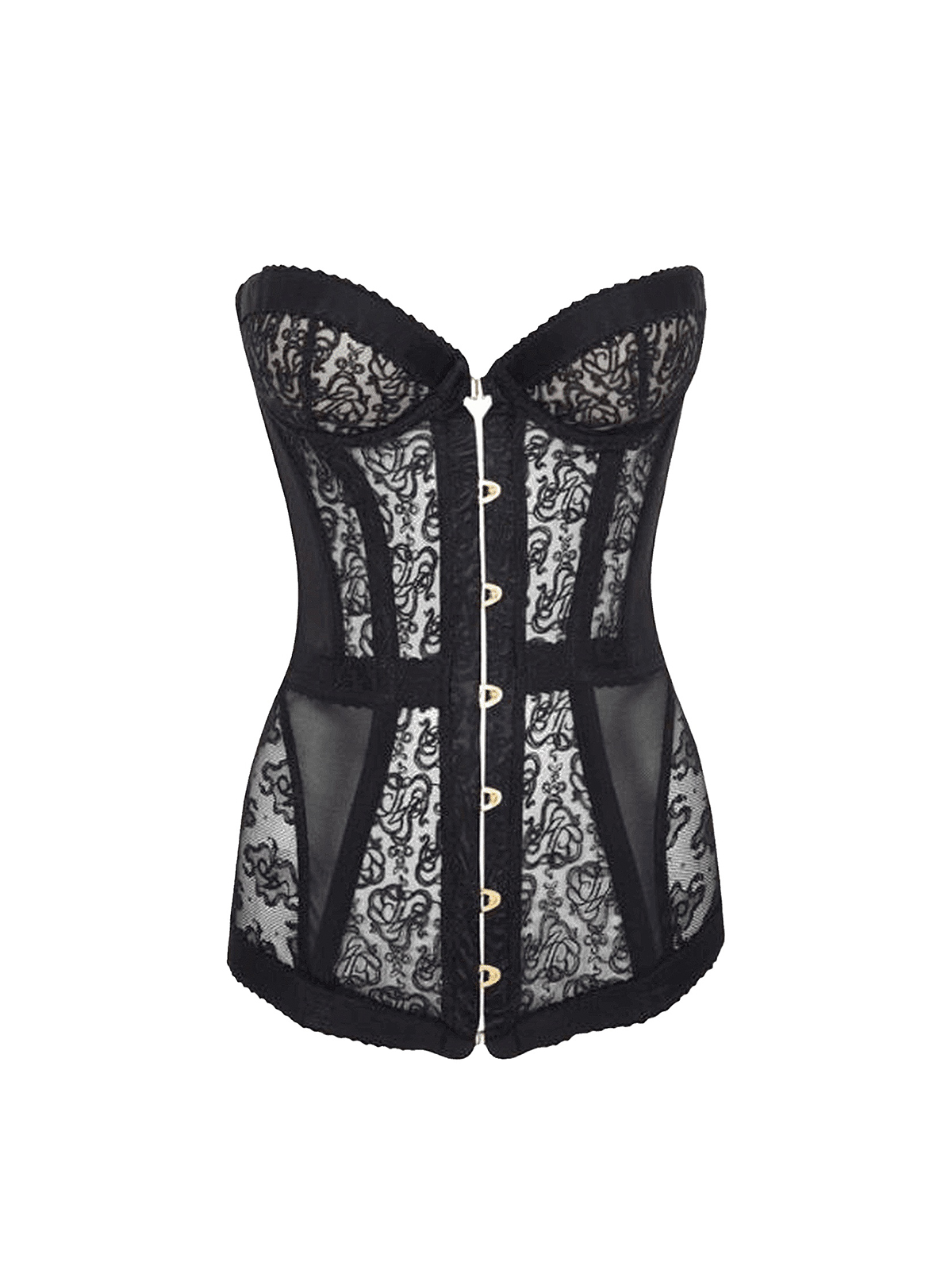 Sadie Embroidery Corset - Black