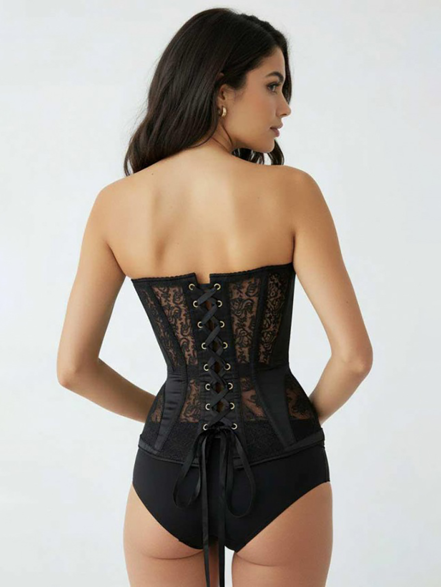 Sadie Embroidery Corset - Black