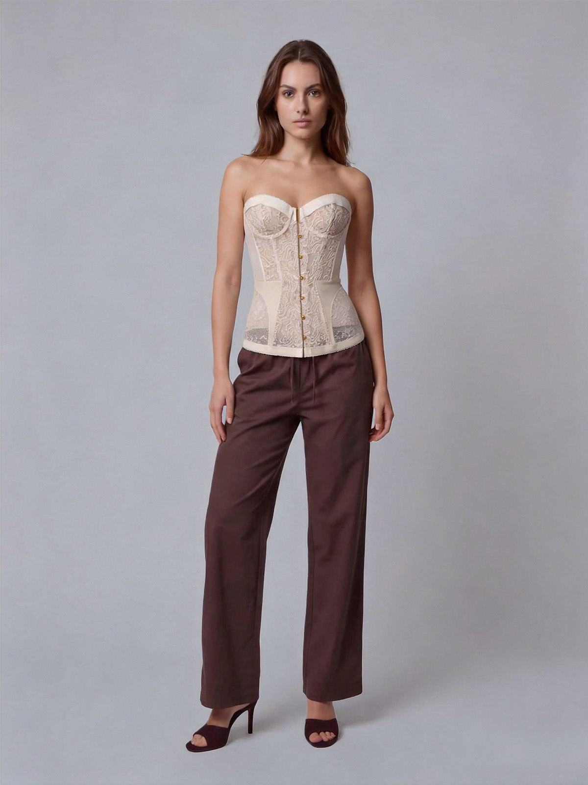Sadie Embroidery Corset - Ivory