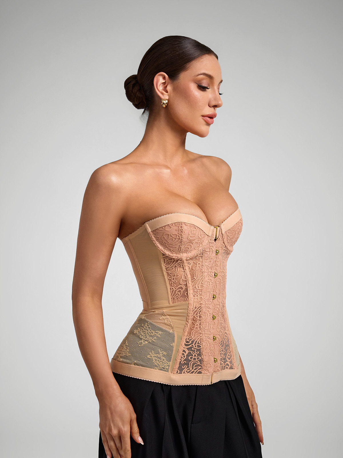 Sadie Embroidery Corset - Nude
