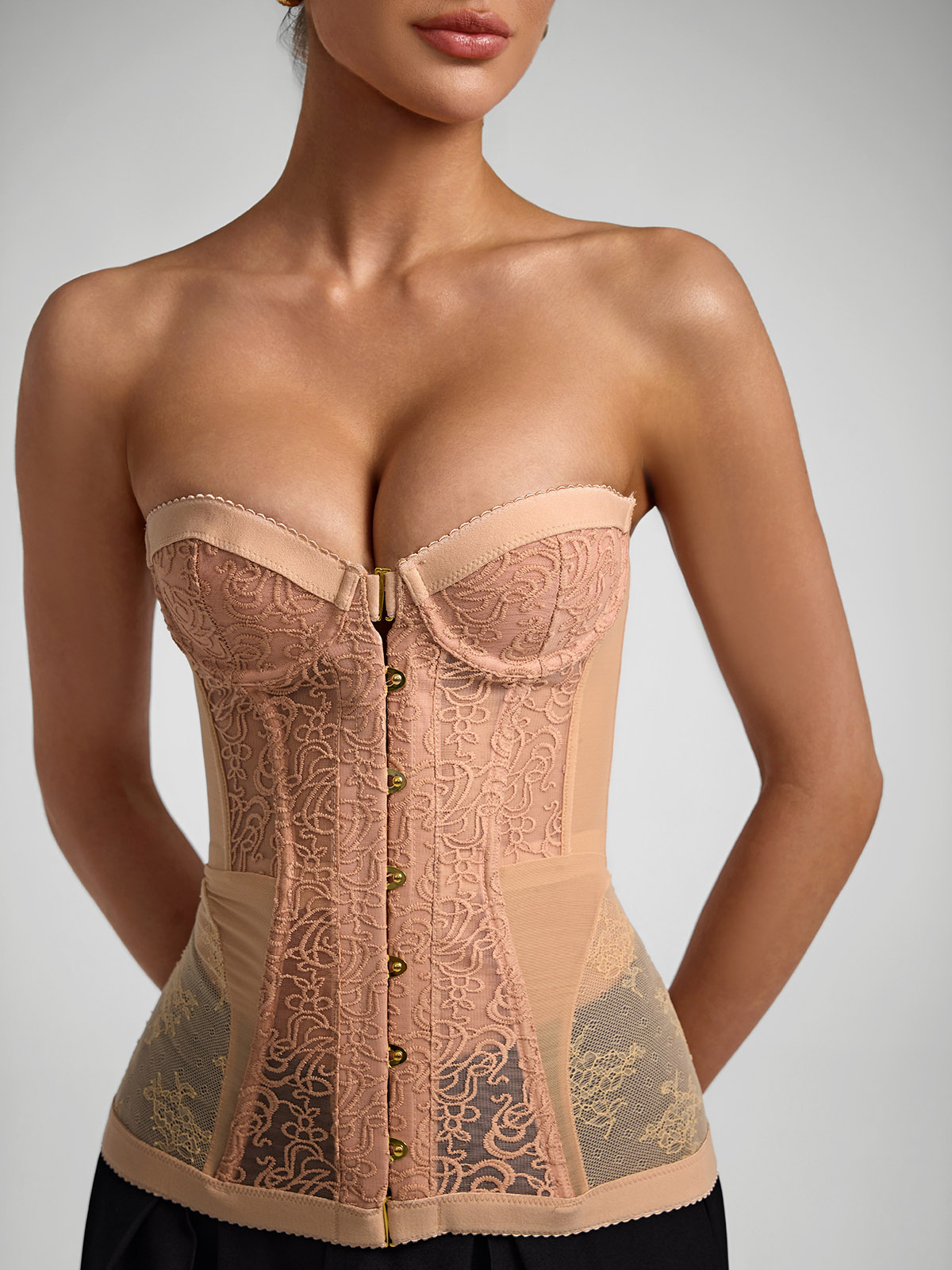Sadie Embroidery Corset - Nude