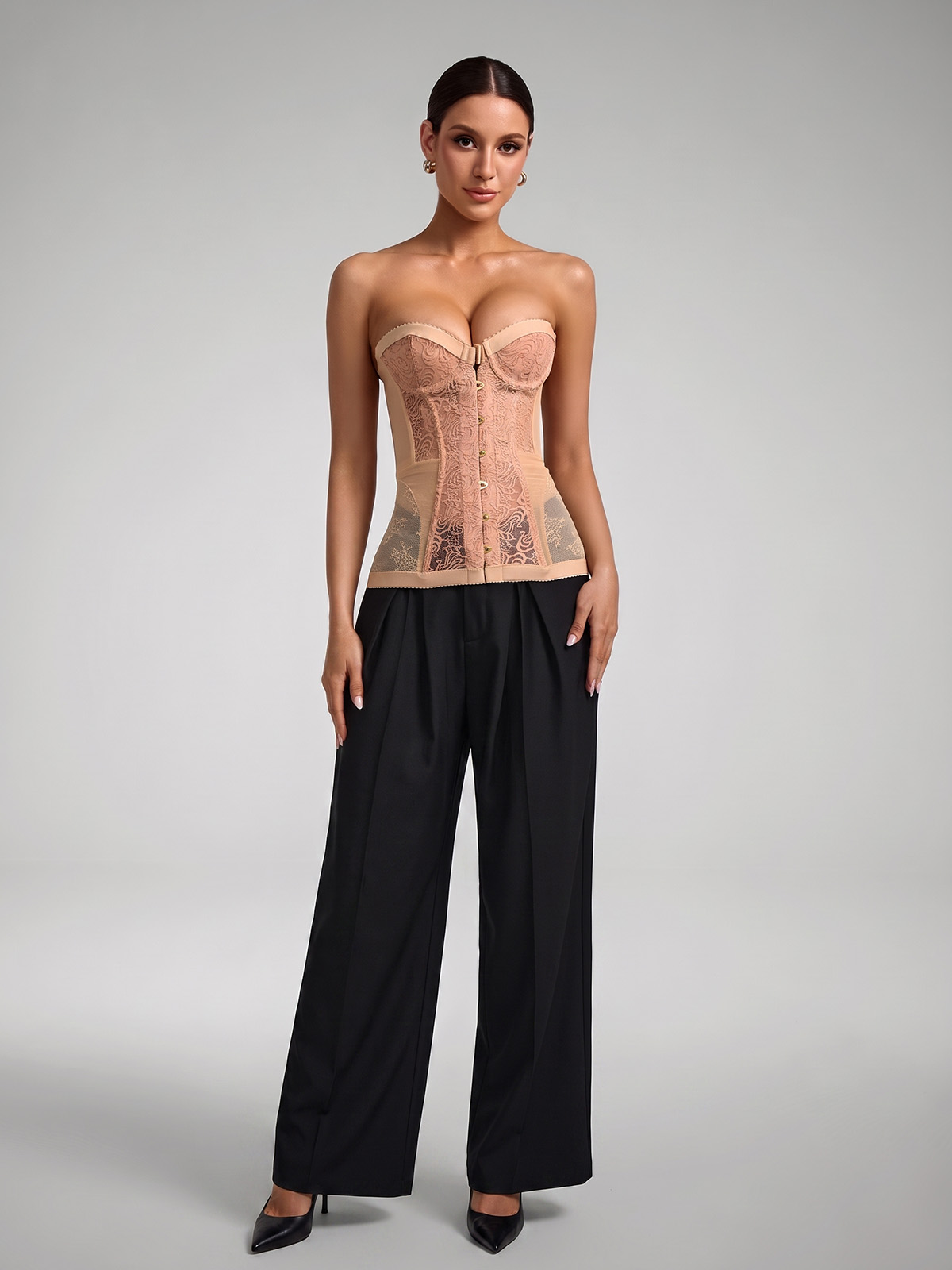 Sadie Embroidery Corset - Nude
