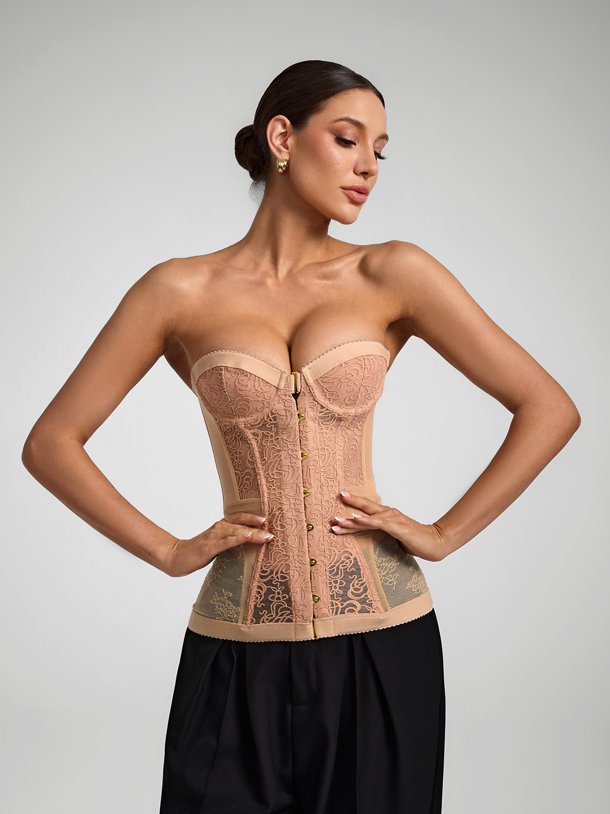 Sadie Embroidery Corset - Nude