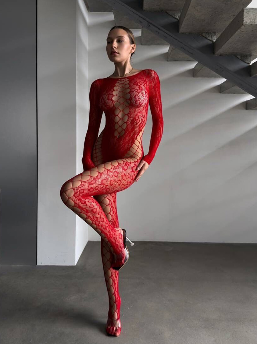 Sasha Leopard Catsuit - Red