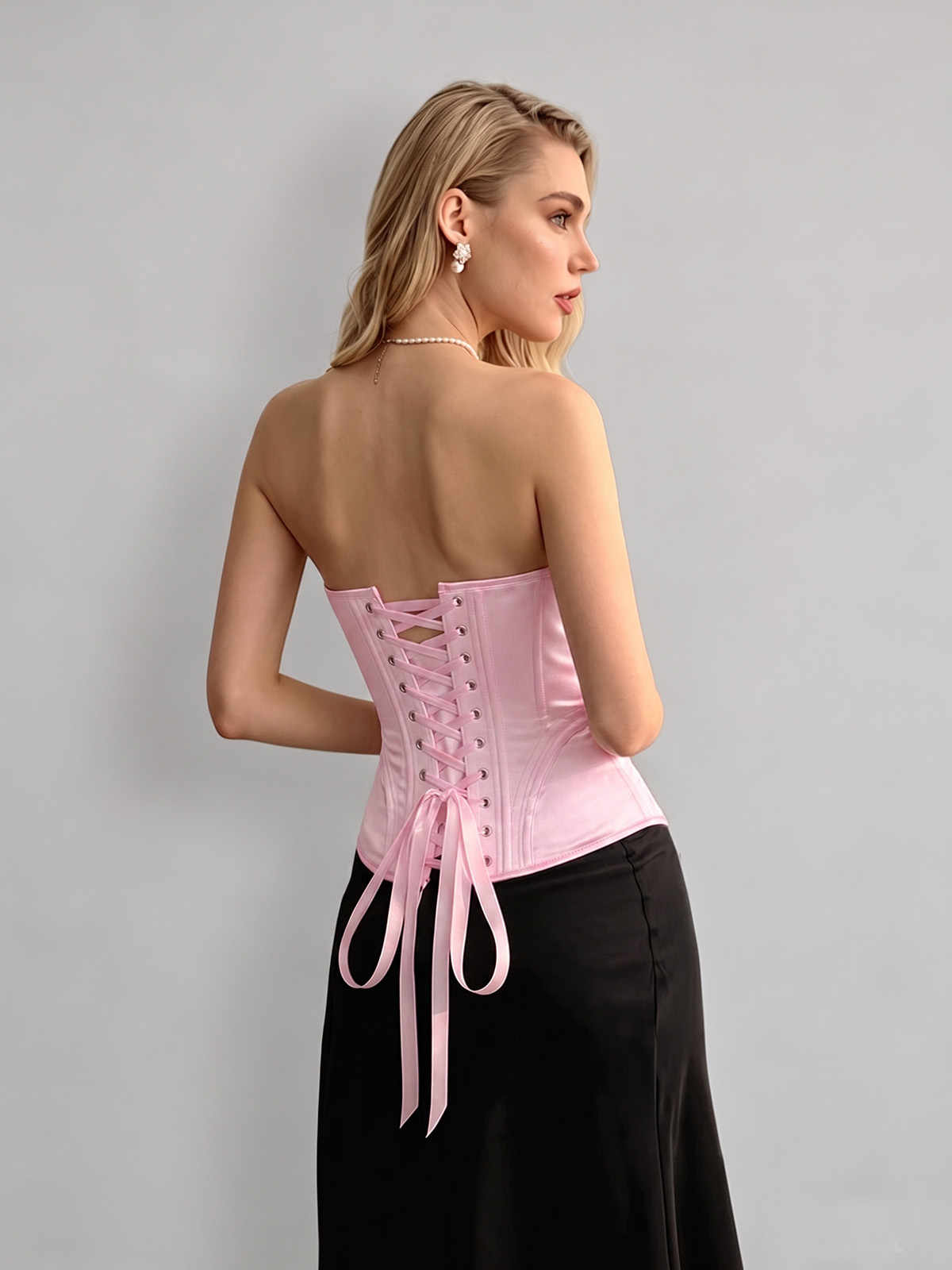 Scottie Satin Corset - Pink