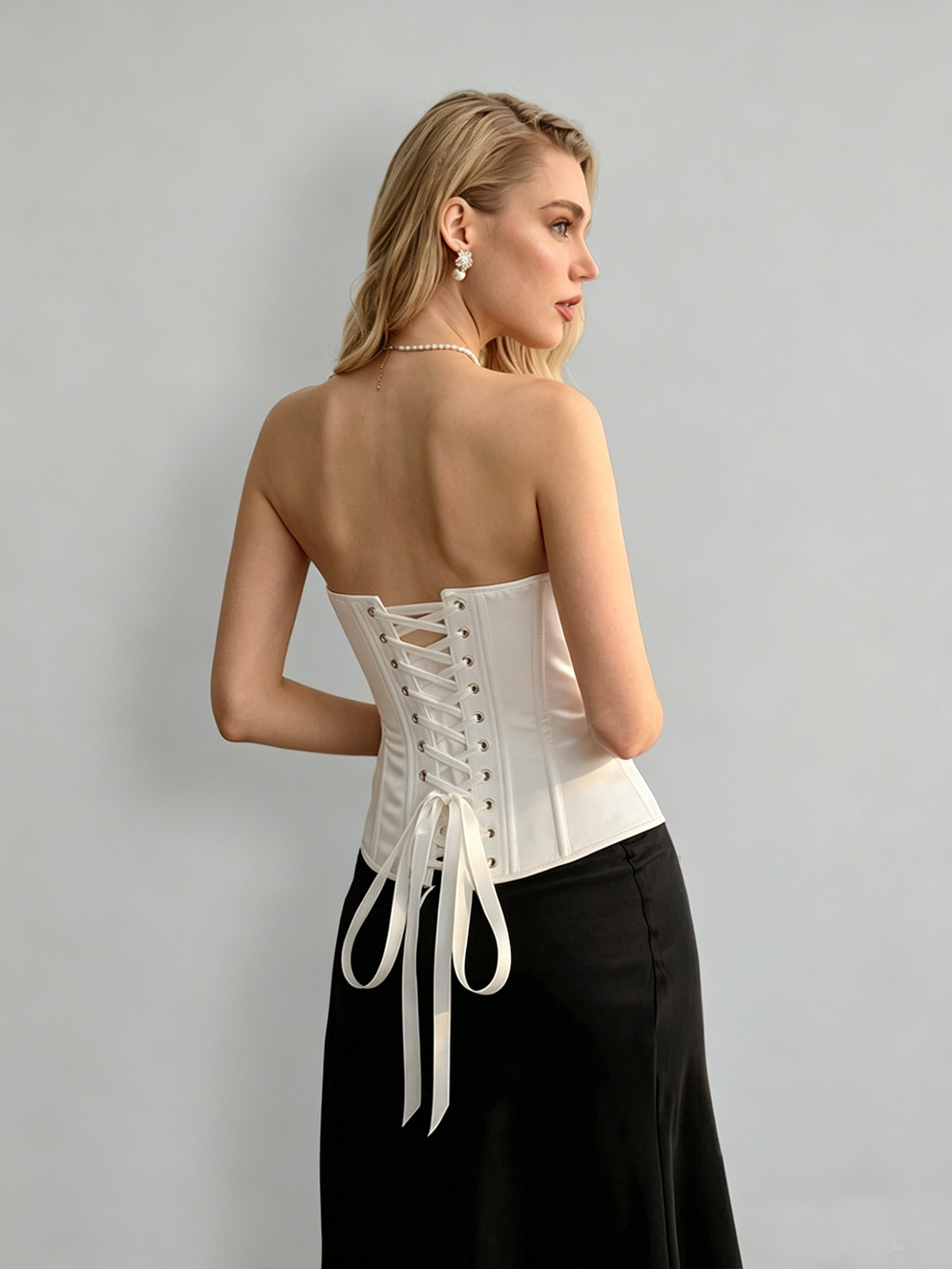 Scottie Satin Corset - White