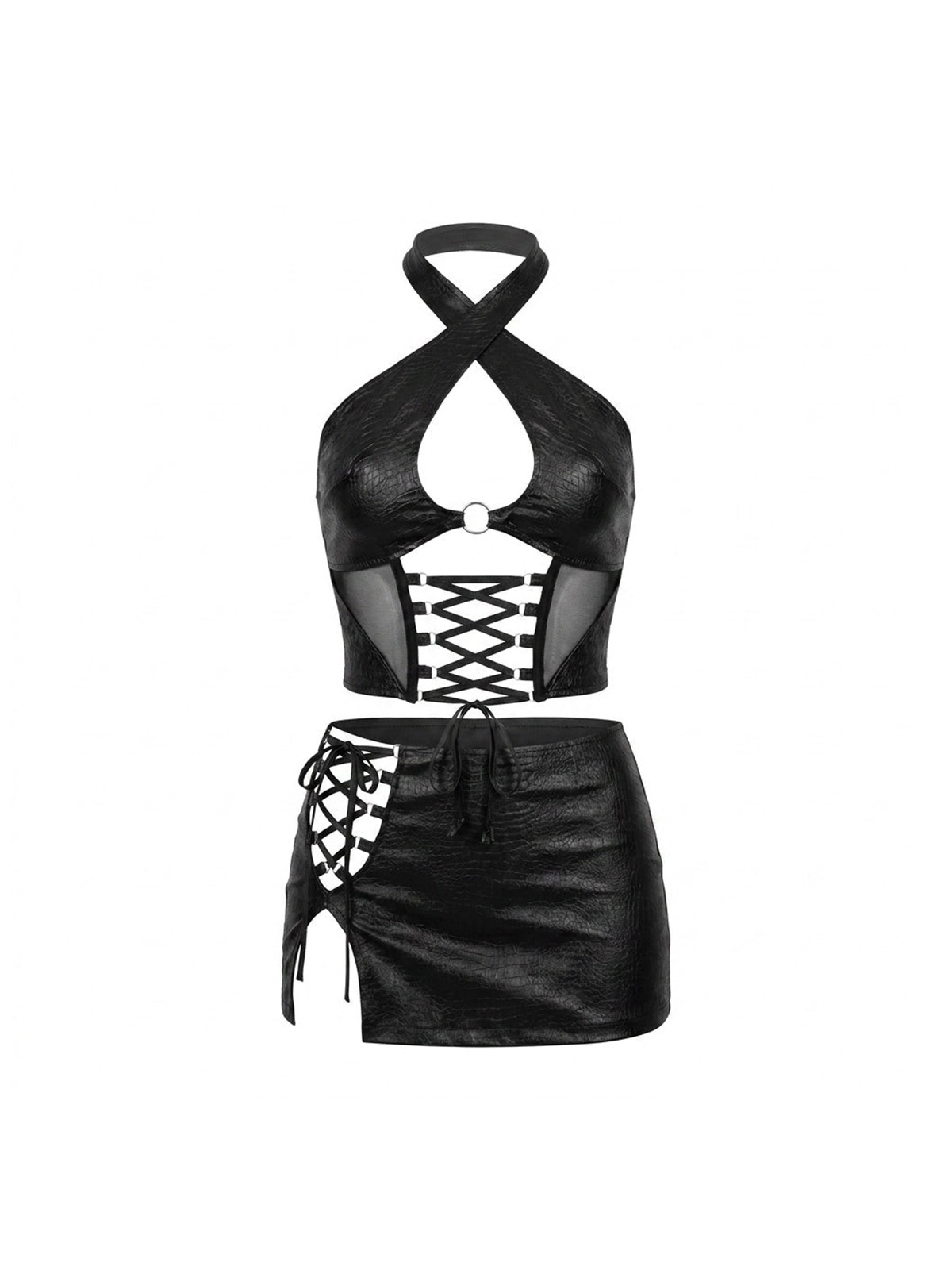 Thalia Leather Skirt Set