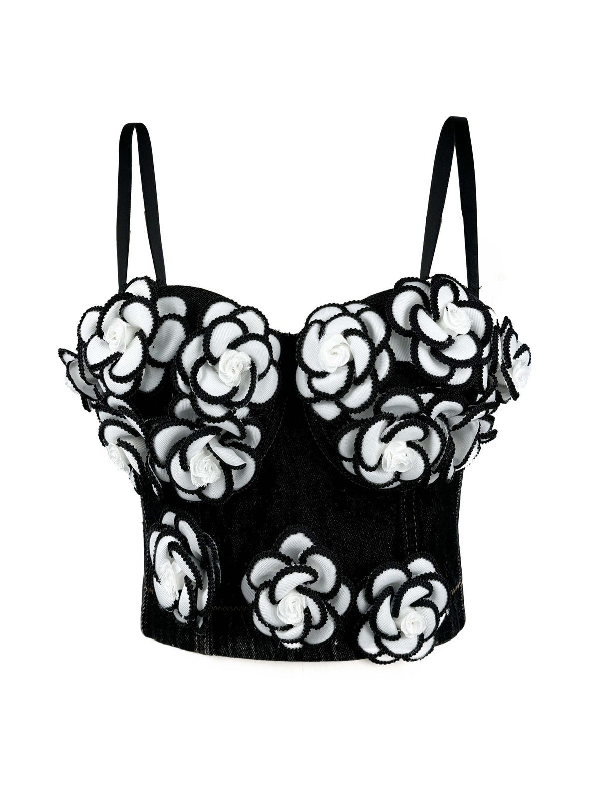 Zuri Flower Bustier - Black