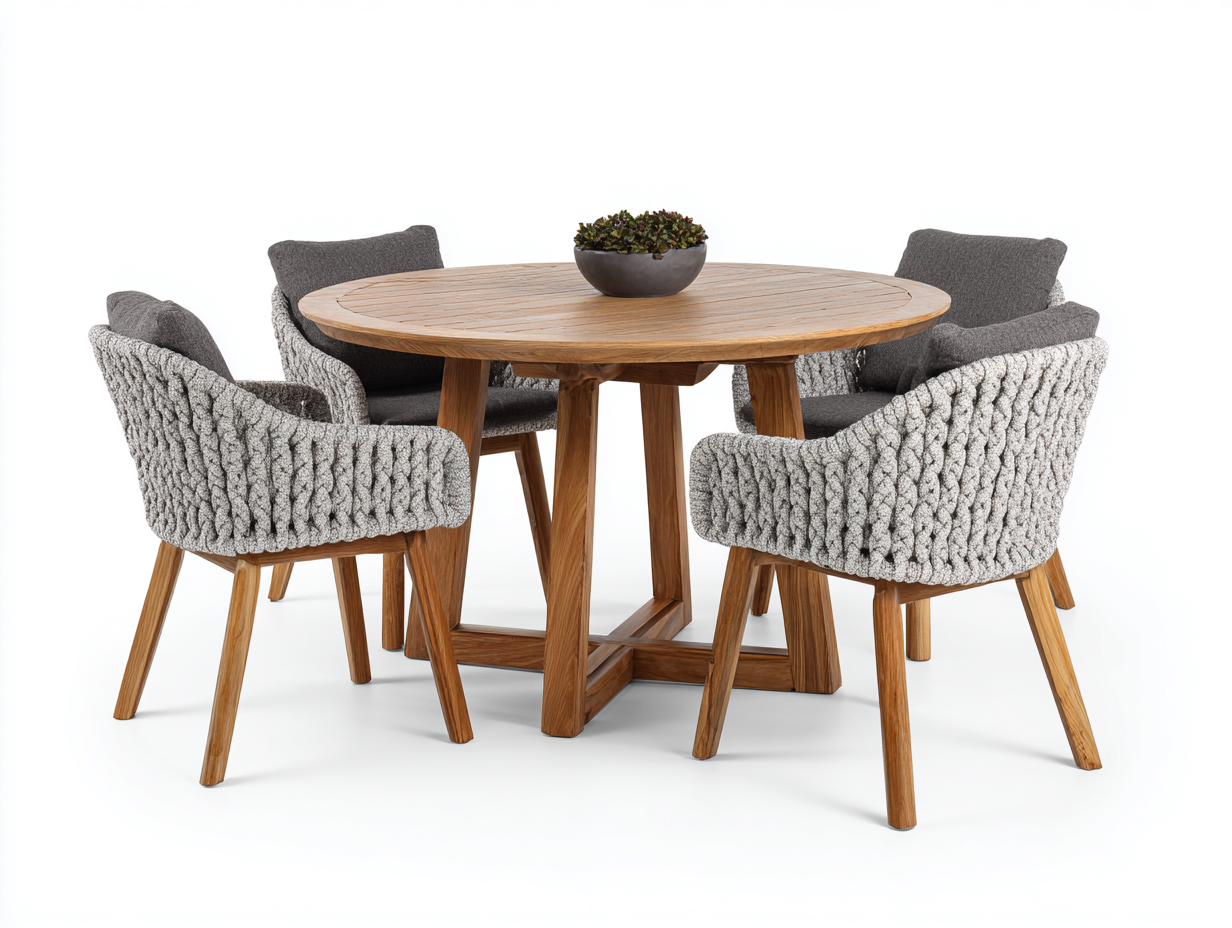Conjuntos de comedor de jardín de madera maciza 120x120x75 cm - gris y marrón - diseño moderno para terraza y jardín-Cottagohut
