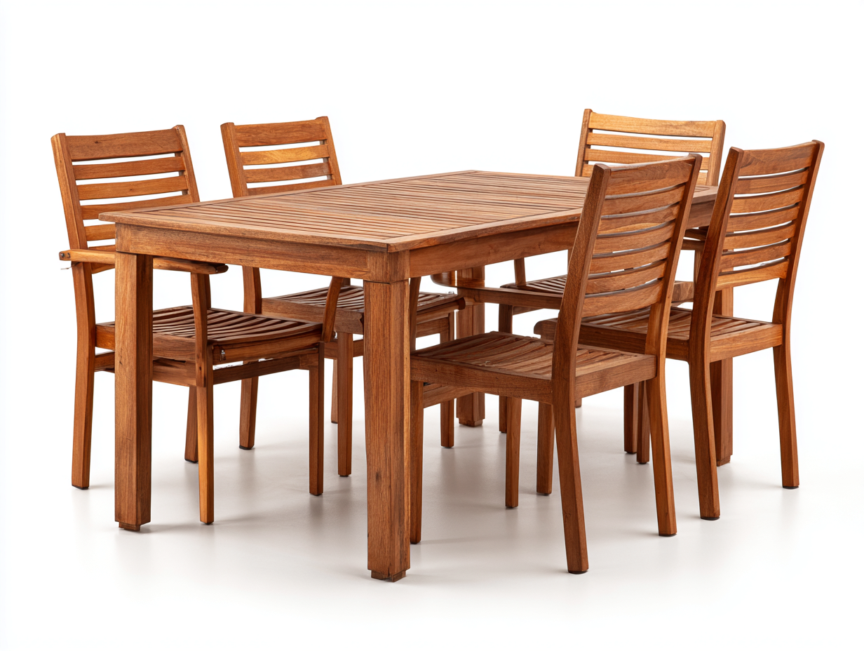 Conjuntos de comedor de jardín de madera maciza 150x90x75 cm - marrón - diseño clásico para exterior-Cottagohut