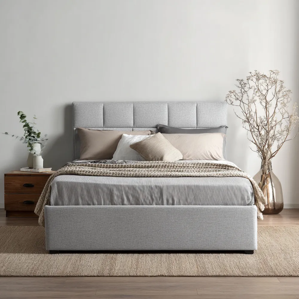 Doppelbett Stoffgepolstert 180x200 cm – Hellgrau