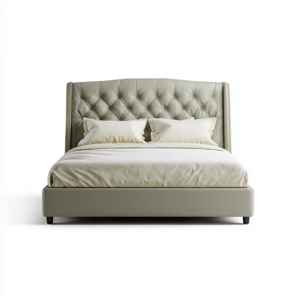 Polsterbett 180x200 cm Leder Hellgrau