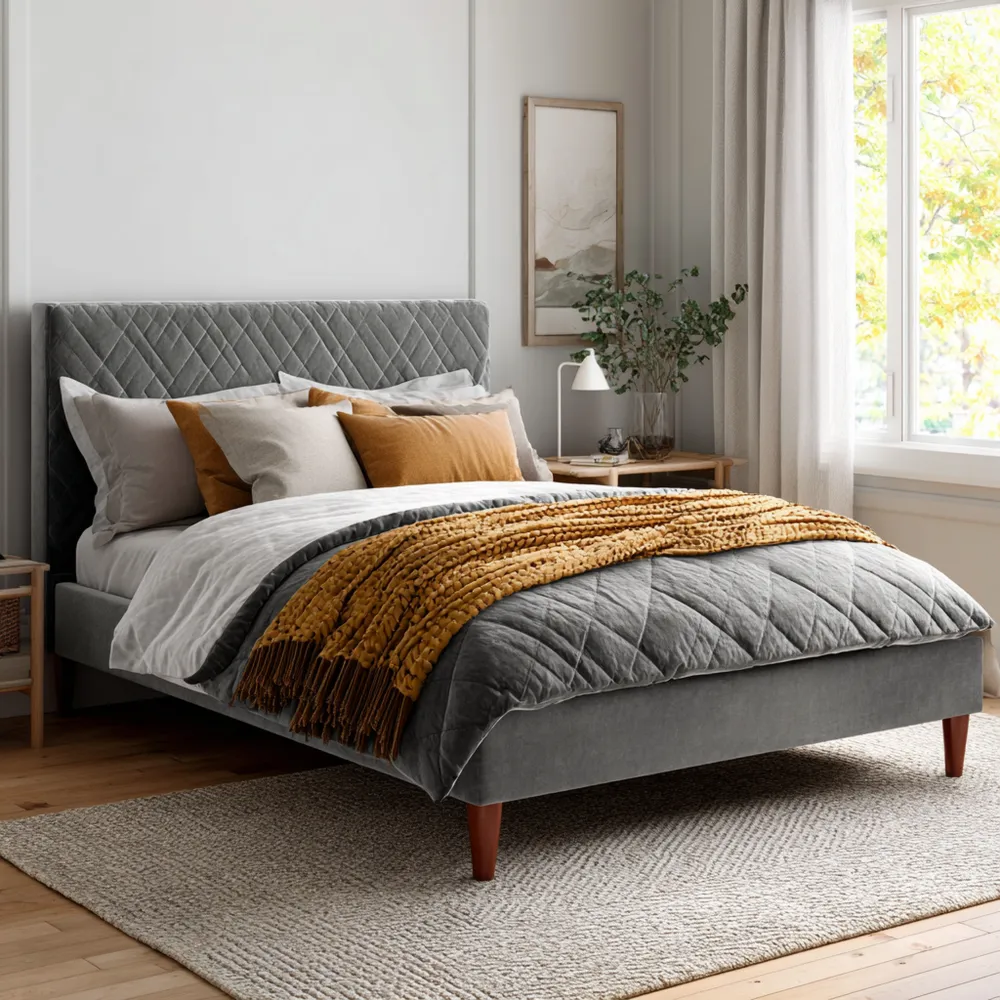 Polsterbett Velours 180x200 cm - Dunkelgrau