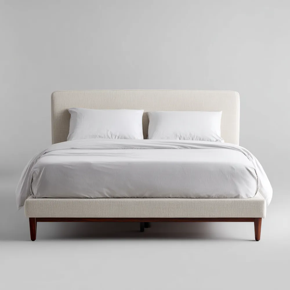 Polsterbett Holzbasis Leinenstoff 200x160 cm – Creme