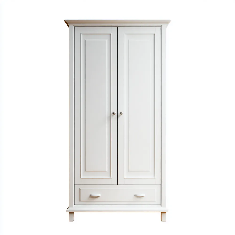 Kleiderschrank Holz 2-türig mit Schublade 80x50x180 cm – Weiß