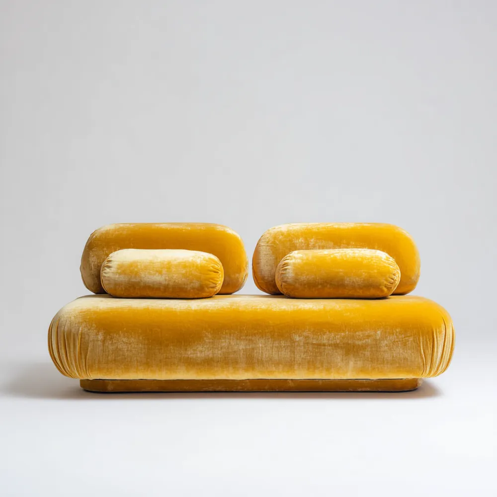 Samt Sofa Set 180x80x70 cm - Goldgelb