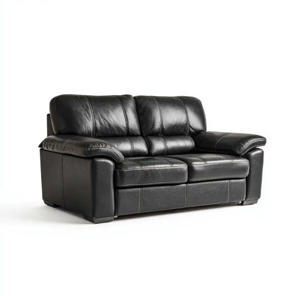 Schwarzes Ledersofa 200x90x85 cm