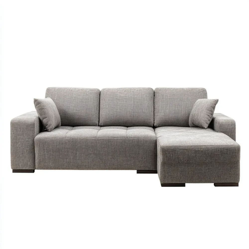 Ecksofa aus Stoff 250x140x85 cm – Hellgrau