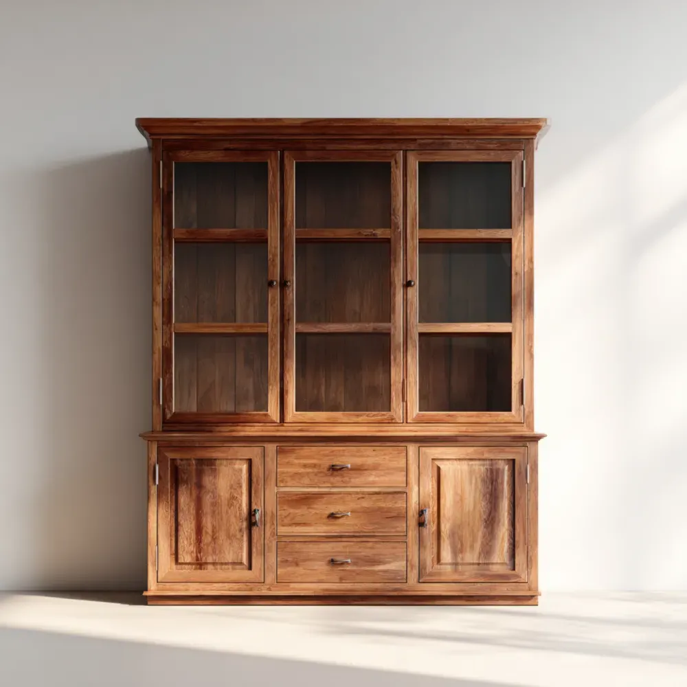 Vitrinenschrank aus Holz mit Glastüren 200x150x40 cm