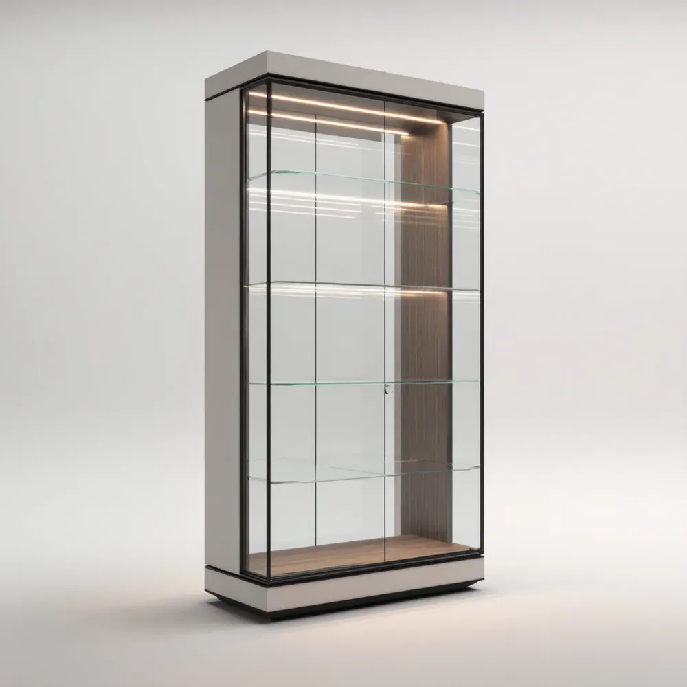 Glasvitrine Sicherheitsglas Eichenholz 200x100x40 cm - Weiß