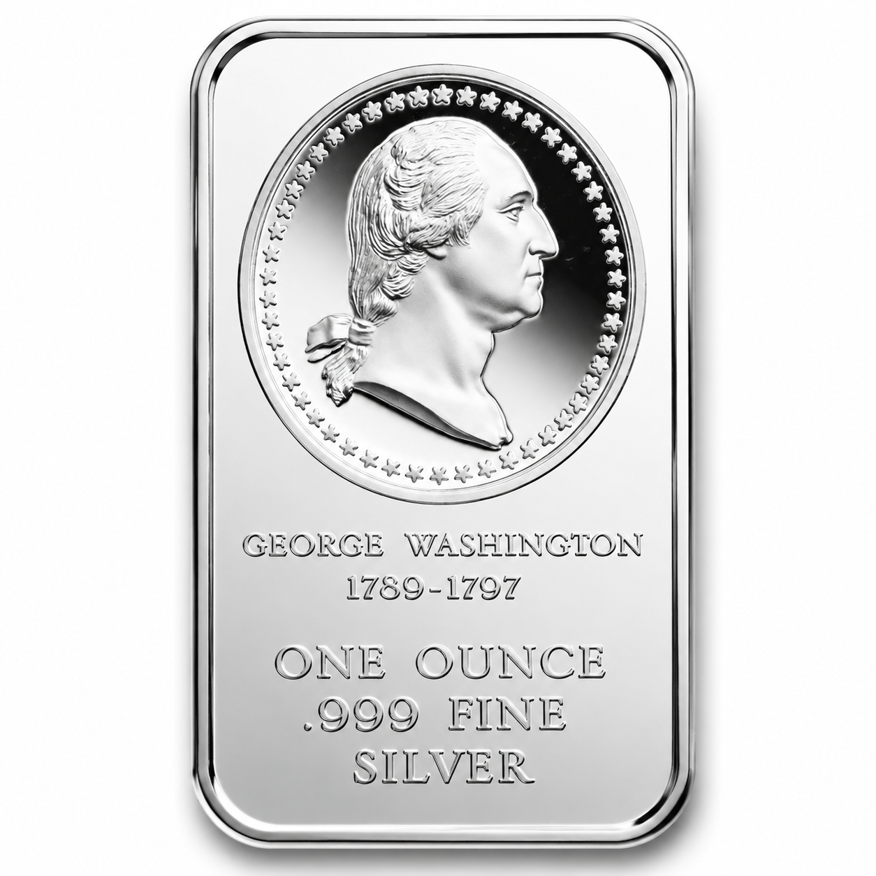 One Ounce Silver Art Bar - Presidential Cameos - 1789-1797 George Washington