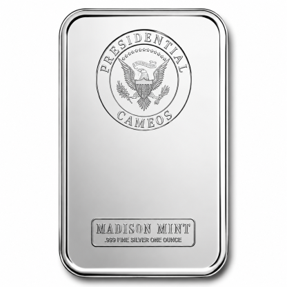 One Ounce Silver Art Bar - Presidential Cameos - 1789-1797 George Washington