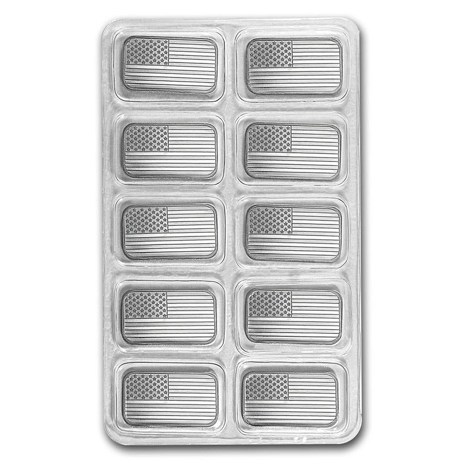 1 oz Silver Bar - American Flag Design (Eagle Back)