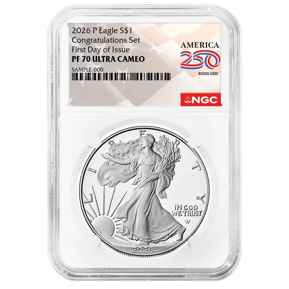 2026-P Proof $1 American Silver Eagle Congratulations Set - Rare 250th Anniversary Collectible