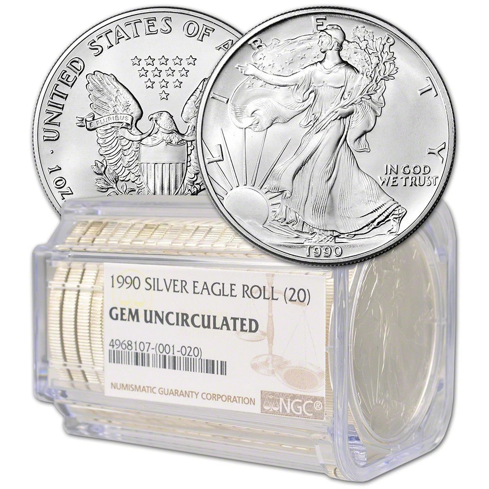 1990 American Silver Eagle – Roll of 20 Coins (NGC Gem Uncirculated)🔥FREE SHIPPING & Quality Assurance