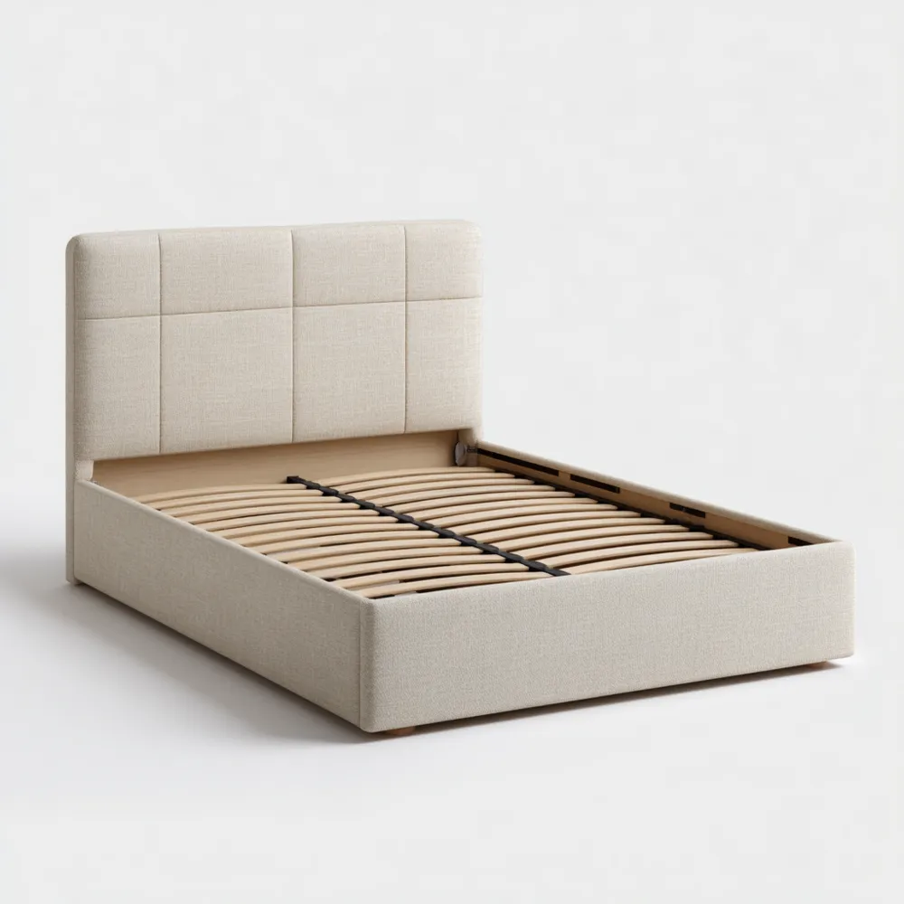 Bett aus Stoff 200x160x100 cm - Beige