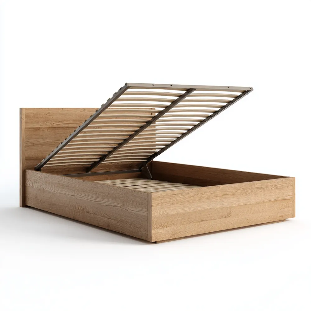 Bett mit Hebemechanismus aus Eichenholz 200x160x90 cm