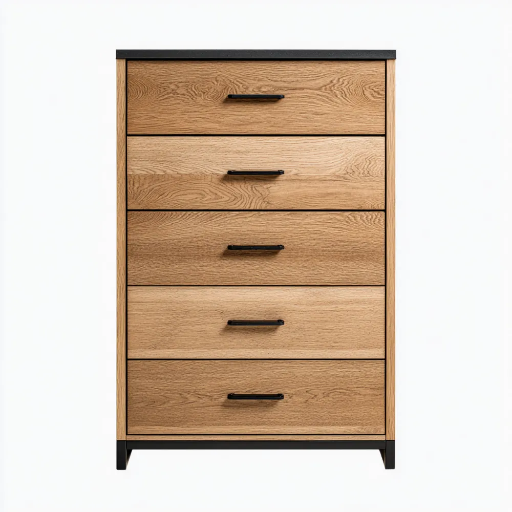 Eichenholz Kommode mit Metallgriffen, 80x40x120 cm