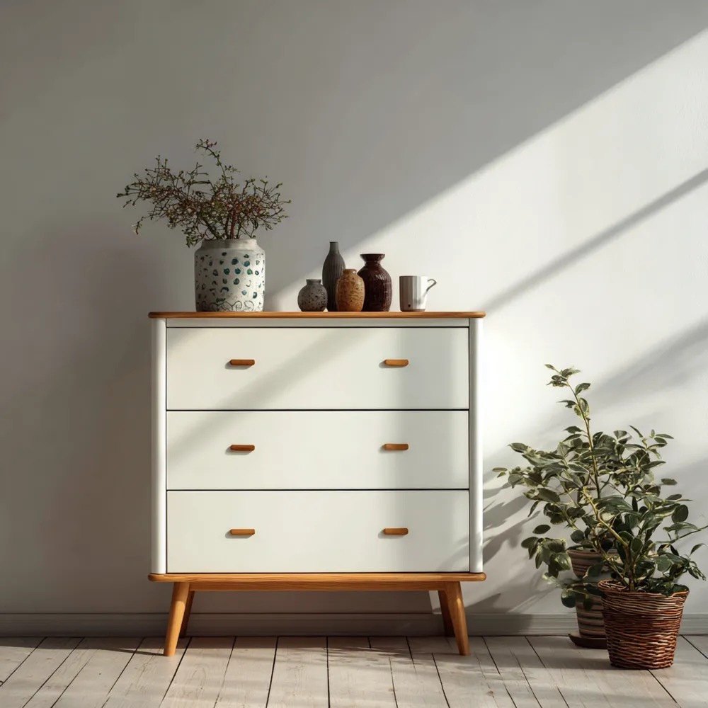 Holzkommode mit 3 Schubladen 90x40x85 cm – Weiß