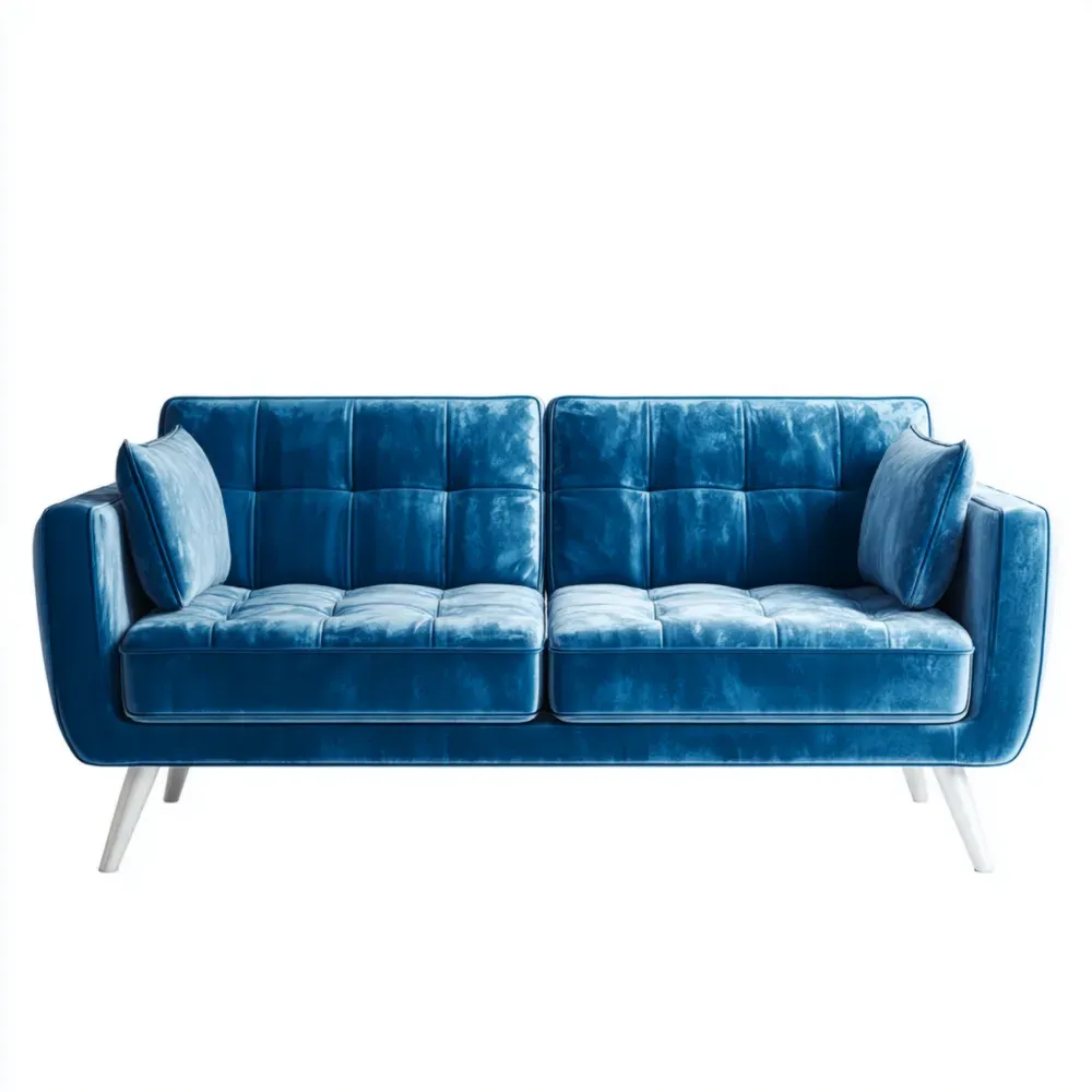 Zweisitzer Sofa Samt Stahlrahmen - Blau
