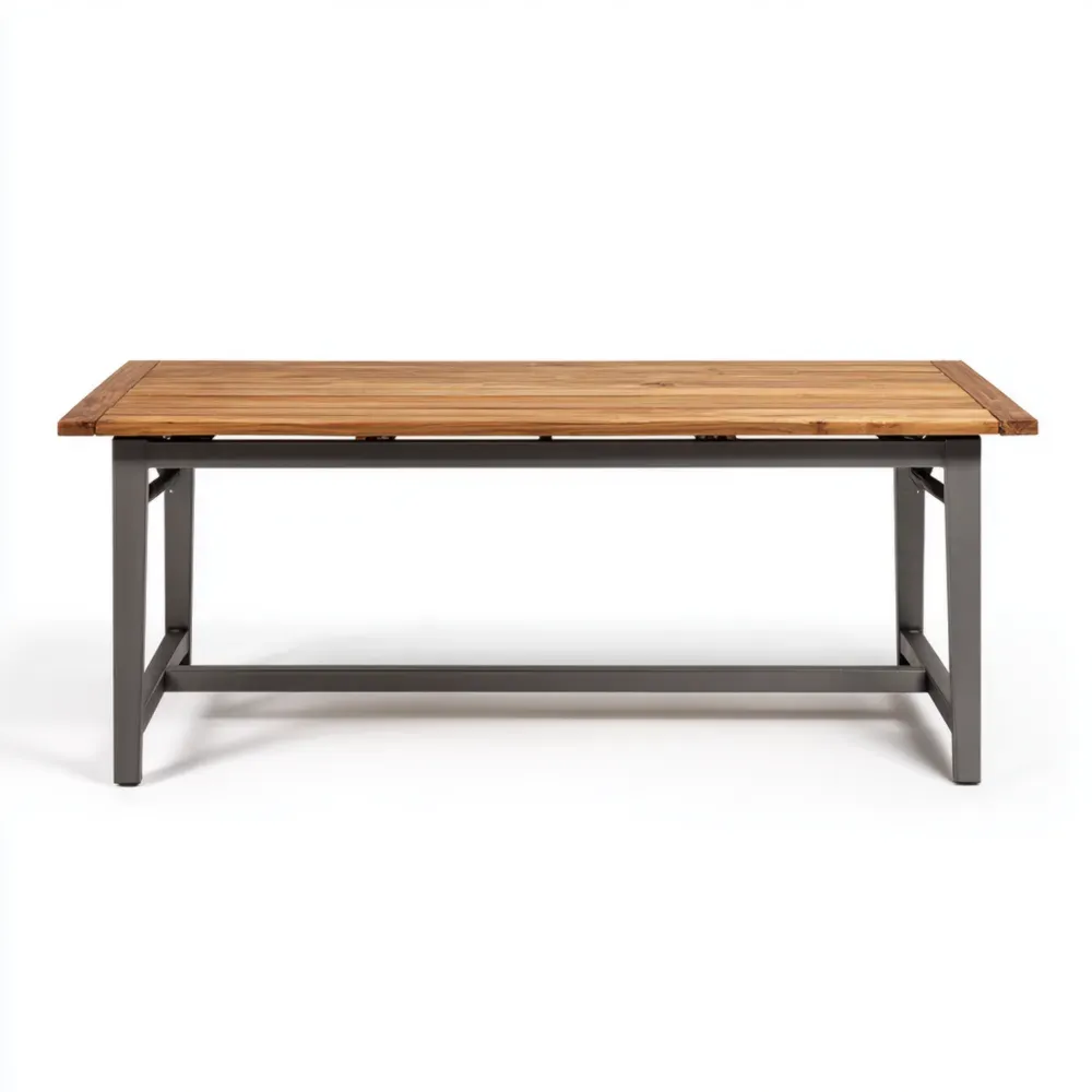 Gartentisch Akazienholz Metallgestell 180x90x75 cm - Natur/Anthrazit