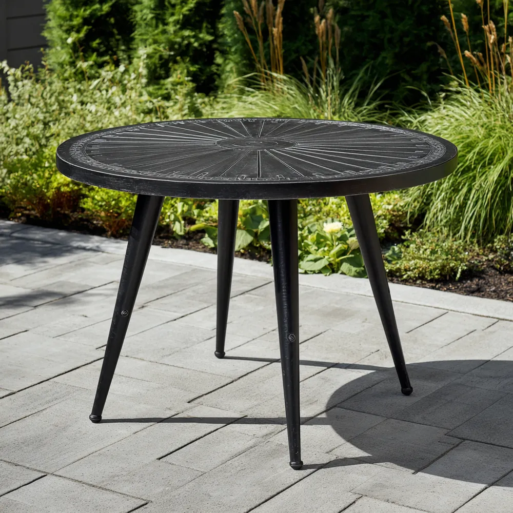 Runder Tisch aus Aluminium - Schwarz