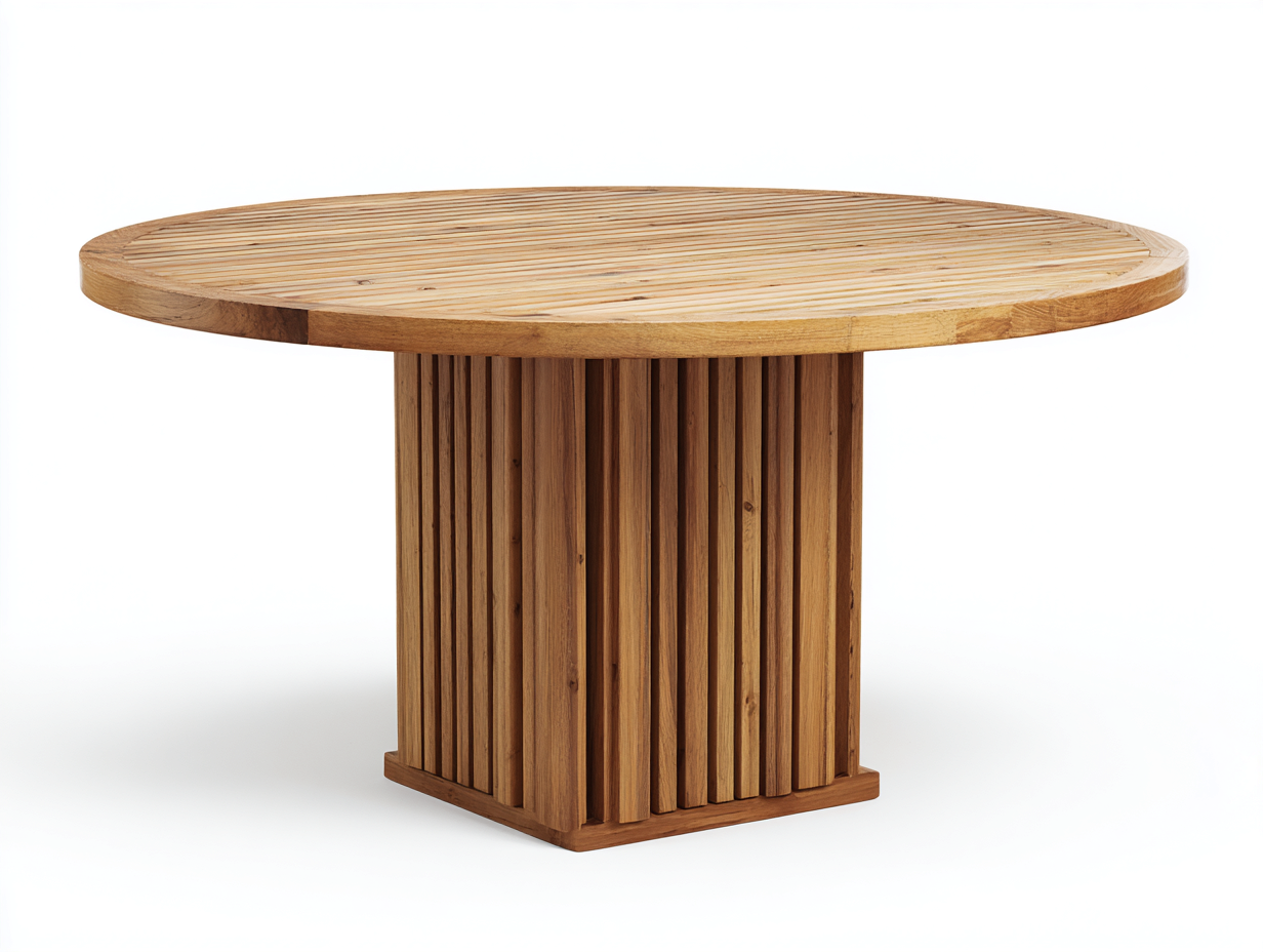 Gartentisch - Teakholz - 135 x 135 x 75 cm - Natur - Modernes Säulendesign-Sofagetyard