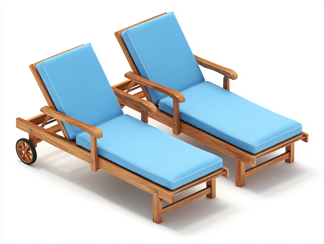 Sonnenliege - Akazienholz-Polyester - 208 x 72 x 36 cm - Blau-Natur - Moderner Gartenstil-Sofagetyard