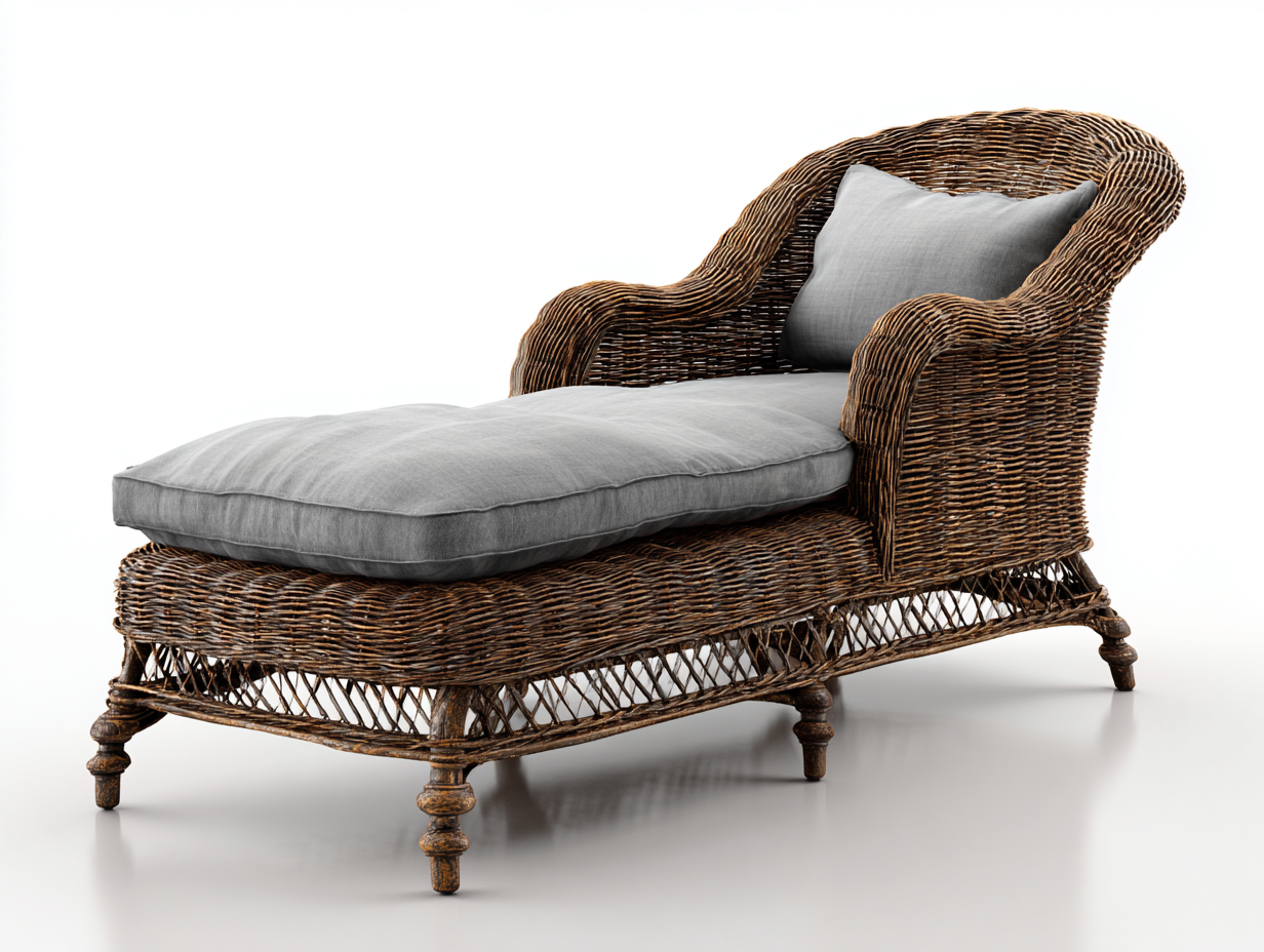 Sonnenliege - Polyrattan-Polyester - 203 x 73 x 38 cm - Grau-Natur - Klassischer Gartenstil-Sofagetyard