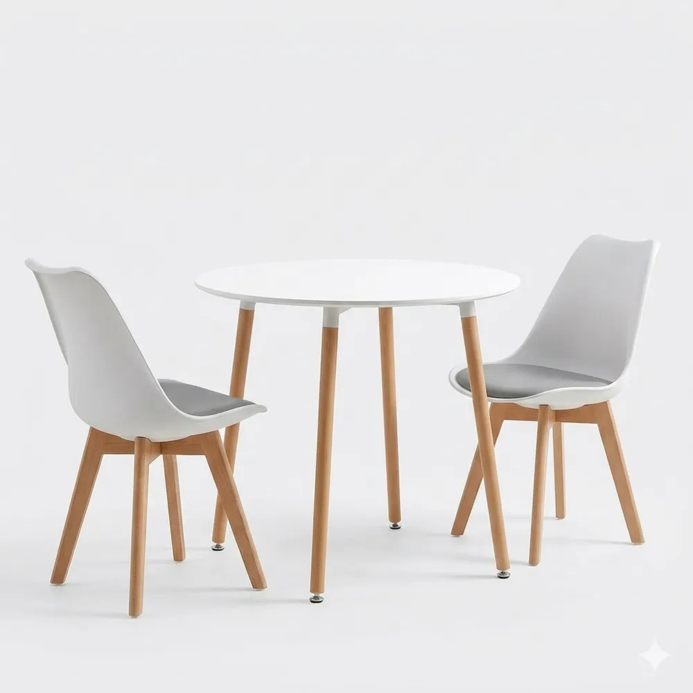 Runder Esstisch mit Stühlen, Essgruppe für Balkon und Wohnzimmer