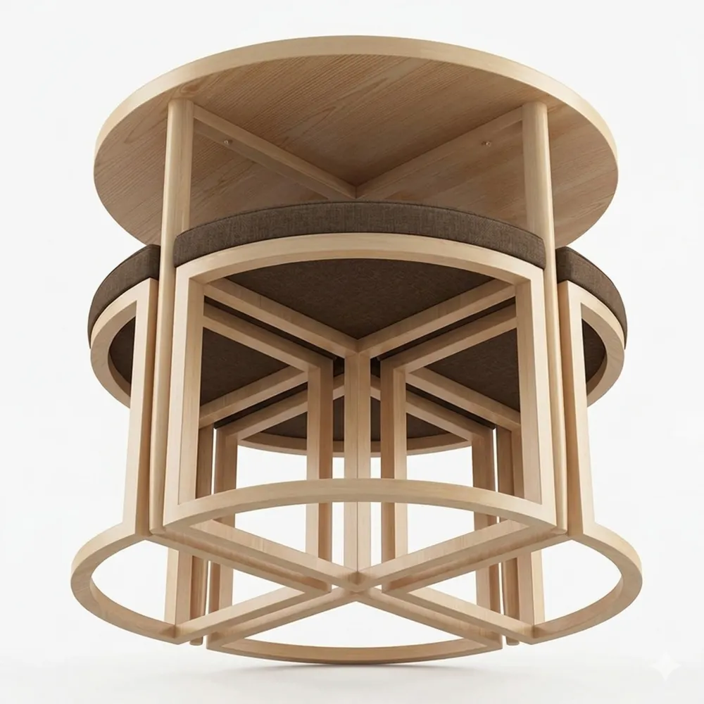 Runder Esstisch mit 4 Stühlen, platzsparend, ideal für Zuhause und Büro