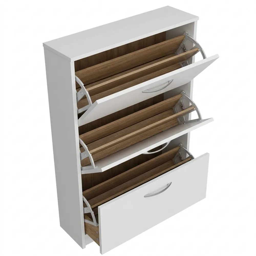 Moderner Schuhschrank mit 4 Türen in Weiß