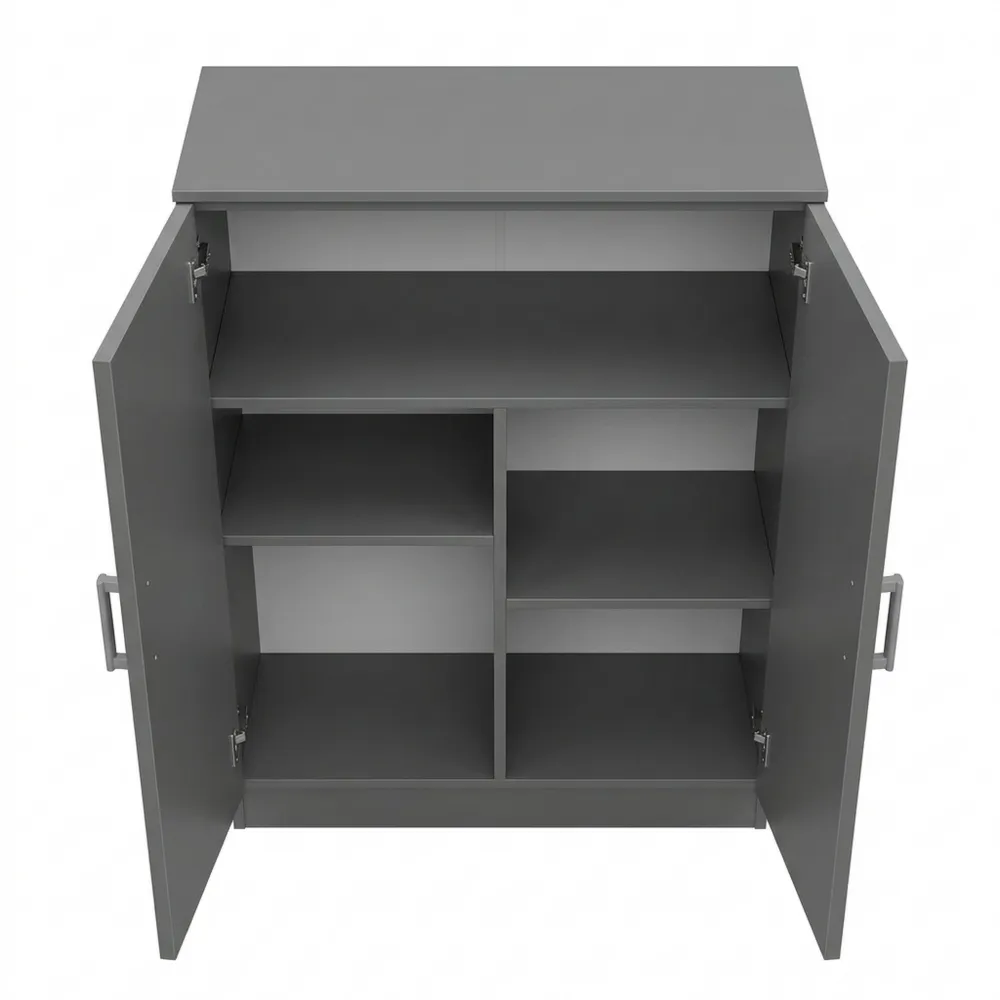 Flurschrank mit Türen und Ablagen, 108 x 55 x 35 cm, für 14 Paar Schuhe, Anthrazit