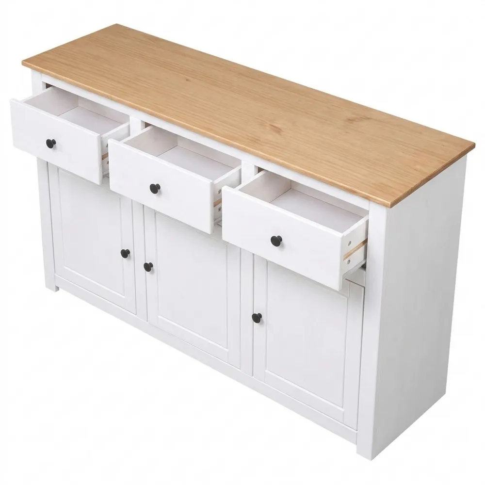 Kommode aus Kiefernholz in Weiß, 135x40x80 cm