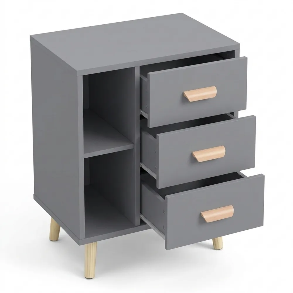 Moderner Nachttisch mit Schubladen und Ablagen für Schlafzimmer