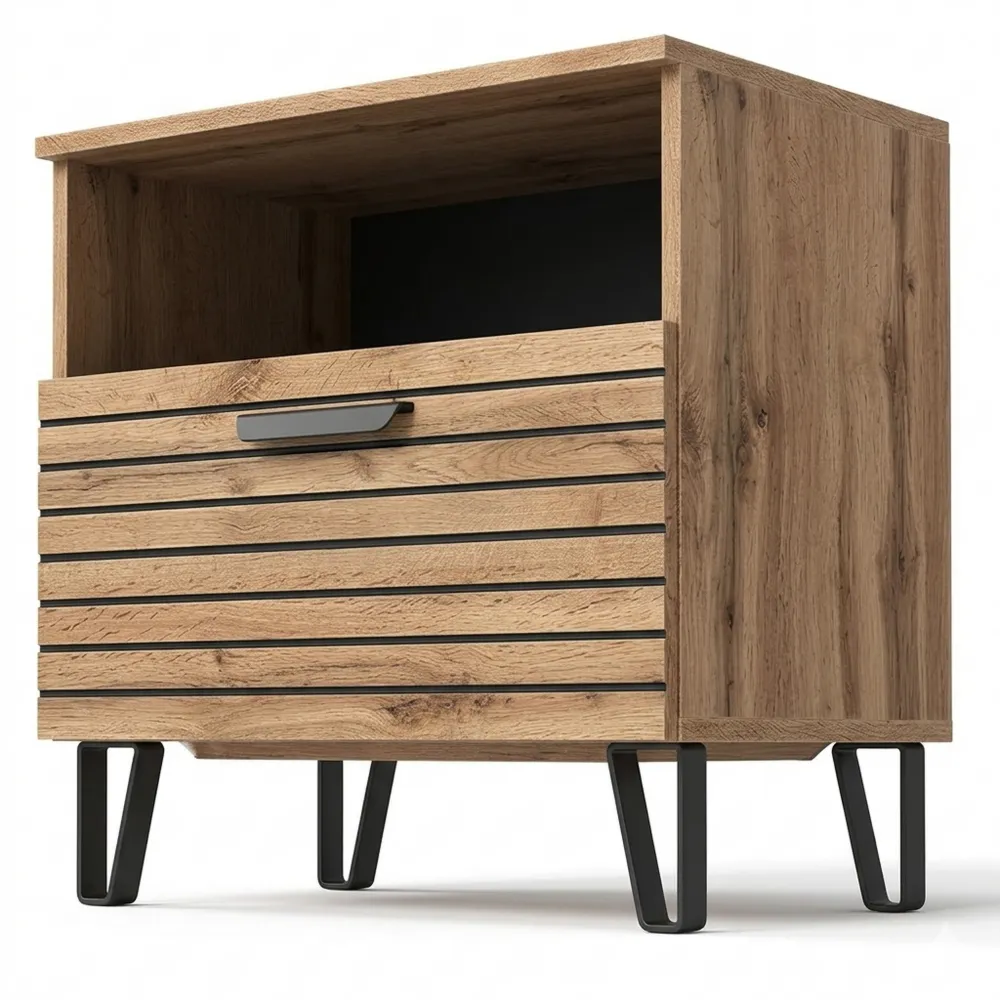 Moderner Nachttisch aus Eiche, 60 x 58 cm